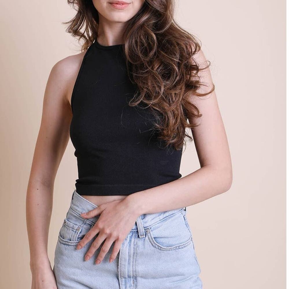 Chic and Modern High Neck Racerback Brami Black